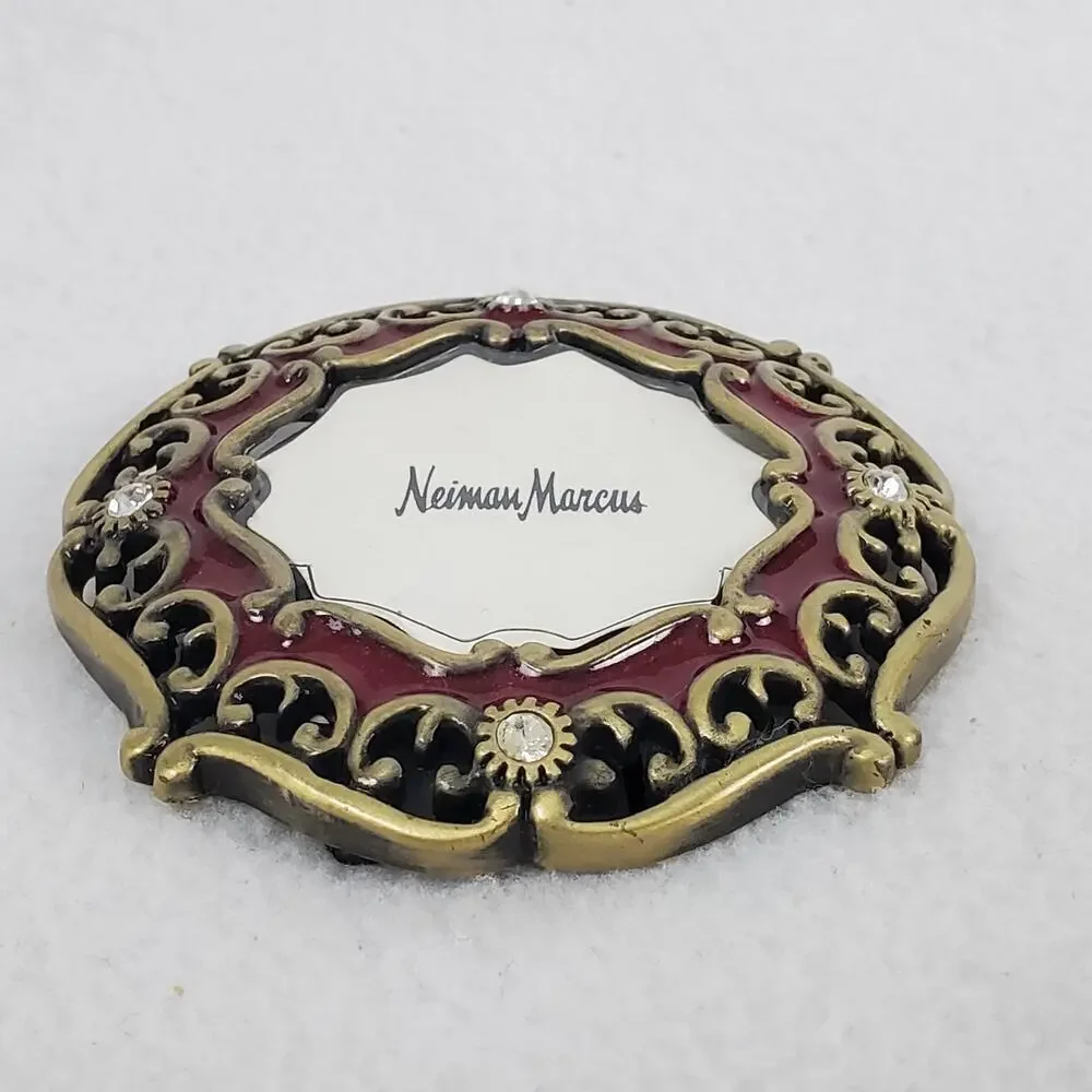 Jay Strongwater Enamel Red Swarovski Crystal Mini Picture Frame/ Brooch